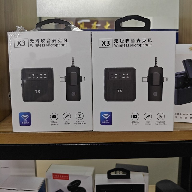 国境を越えた新しい X3 スリーインワン ラベリア マイク ラジオ携帯電話ライブブロードキャスト屋外録画ビデオラジオマイクノイズリダクション|undefined