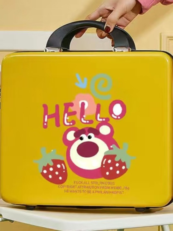 Caja de regalo de mano, mini maleta, caja de contraseña, cremallera impermeable, maleta pequeña de 14 pulgadas, estuche cosmético con impresión de logotipo