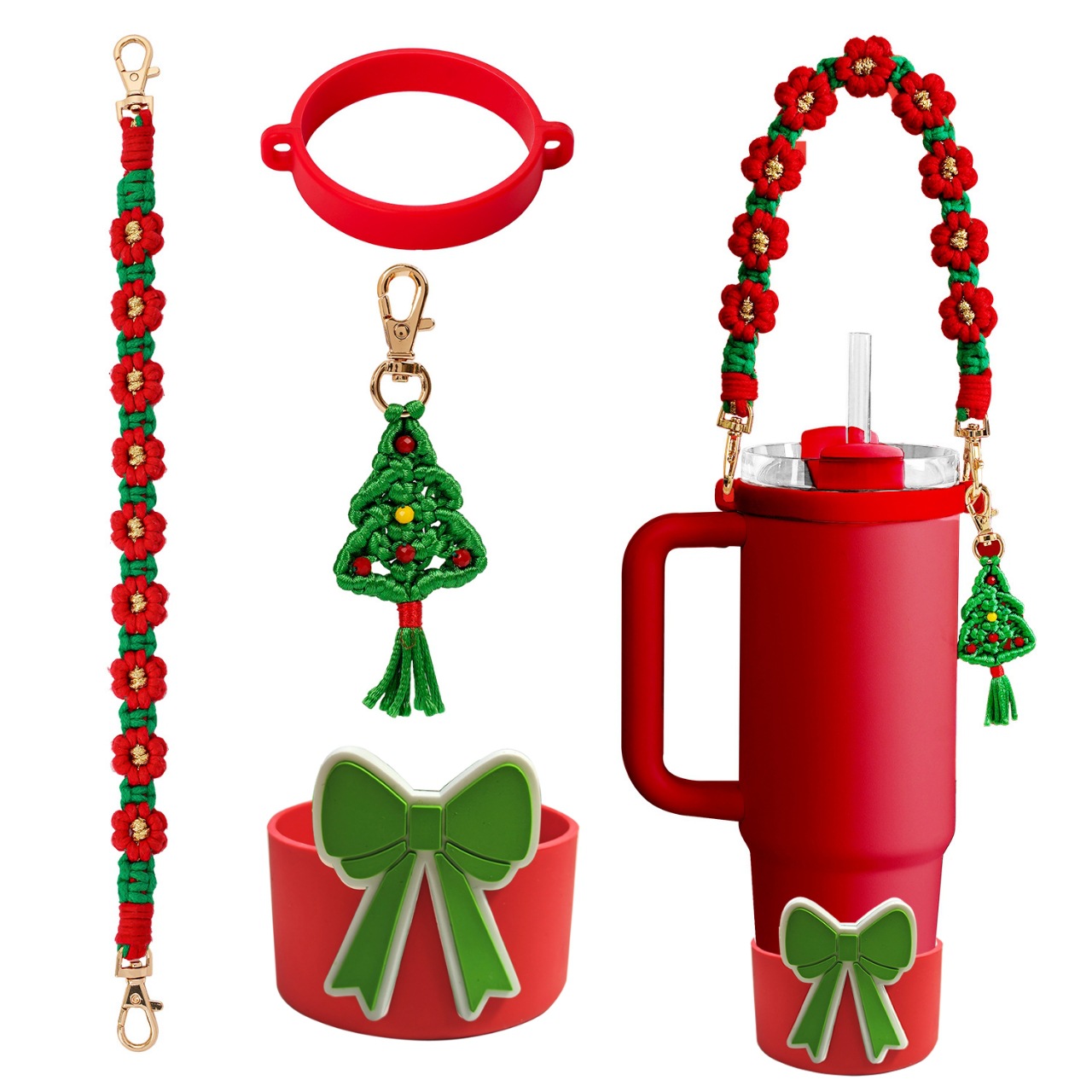 Accesorios de Amazon Stanley 40oz tejido corda de mano flor nudo gorra de paja cubierta taza colgante de pelo
