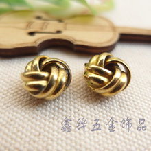 黄铜绳结挂件串珠耳饰缠绕结耳饰花纹扭曲麻花双圆环形菠萝球