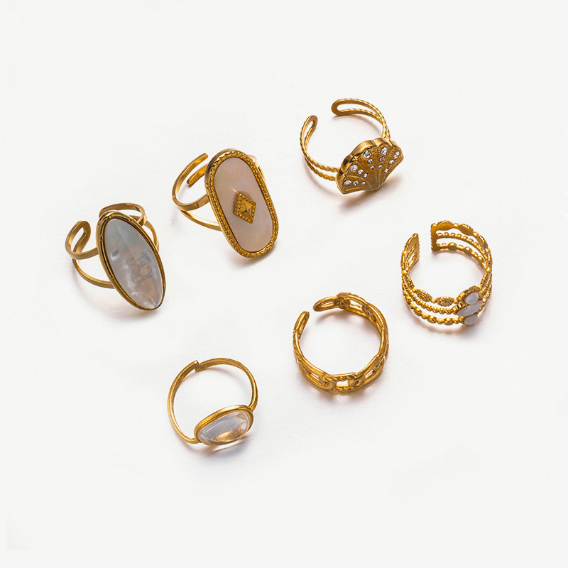 Anillo de acero inoxidable transfronterizo TENA mujeres no decolor temperamento elegante nicho ligero lujo anillo de acero de titanio de oro 18k