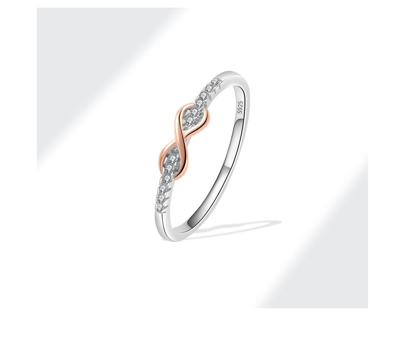 Daily Occasion 925 Sterling Silver Material 925 Sterling Silver Zircon Infinity Rings 925 Sterling Silver Rings