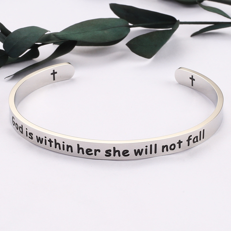Fashion Letter Titanium Steel Polishing Bangle