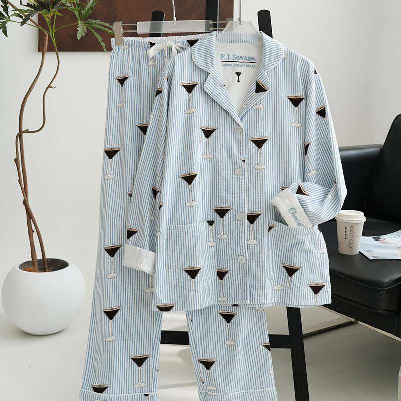 BOLONG 가을과 겨울 두꺼운 샌딩 여성 홈 옷 면 문 옷을 입고 긴 소매 바지