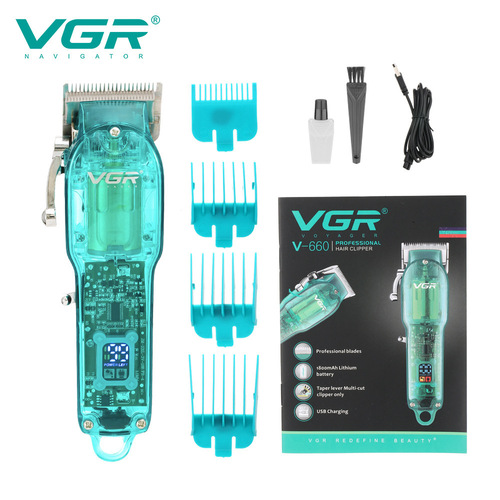 VGR660 transparent digital display electric hair clipper new electric hair clipper USB charging high power electric clipper hair clipper