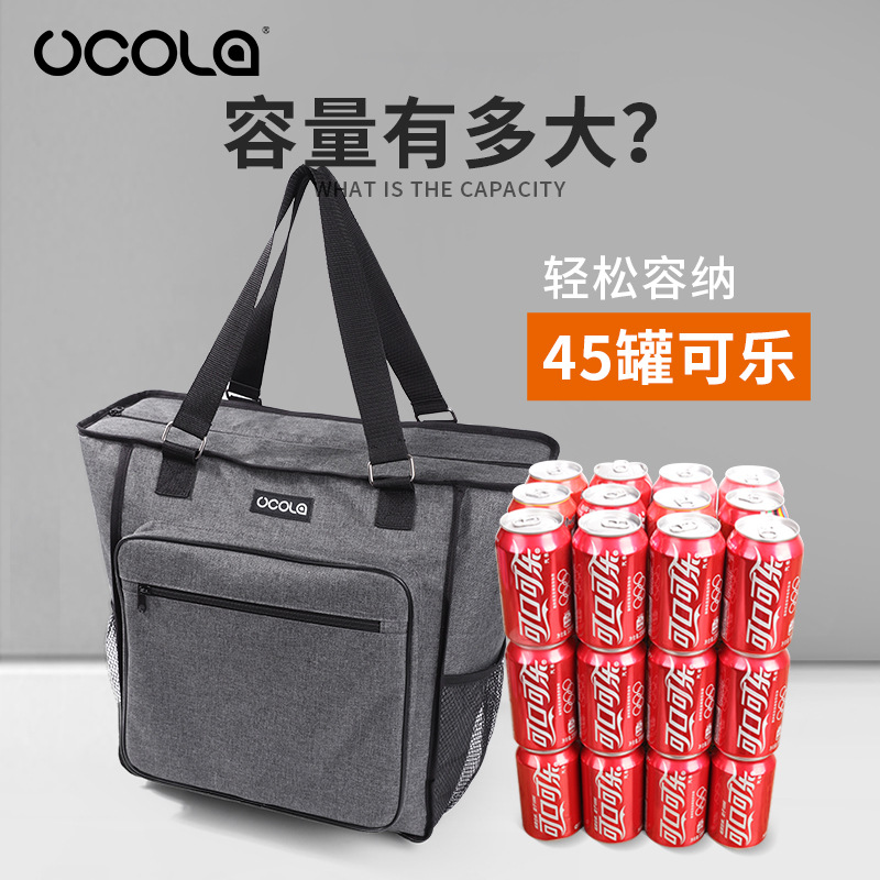 Insulation bag aluminum foil thickened cold insulation ice bag large capacity portable outdoor trolley insulation box wheel waterproof