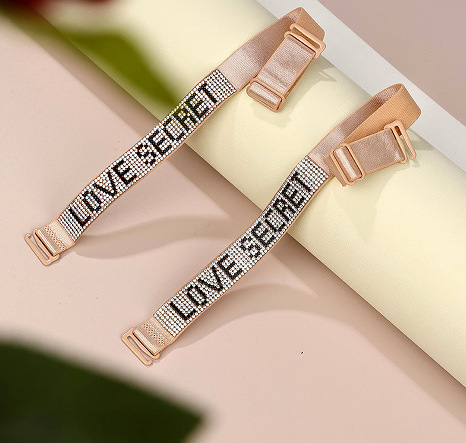 Correa de hombro de diamantes de imitación ropa interior expuesta perla diamante sujetador correa de reemplazo diamante letra sujetador ancho de banda correa de hombro