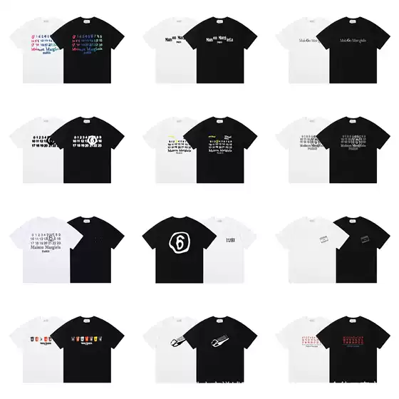 Margiela Trendy Brand Mm6 Calendar Alphanumeric Print Men's and Women's Loose Short-Sleeved T-Shirt Summer Wear Pure Cotton Casual and Versatile