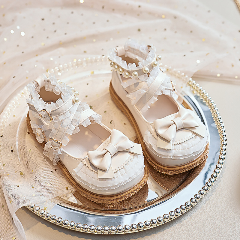 Girls' Princess Shoes 2026 Spring and Autumn New Style Bowknot Mary Jane Leather Shoes Trendy Dance Shoes
