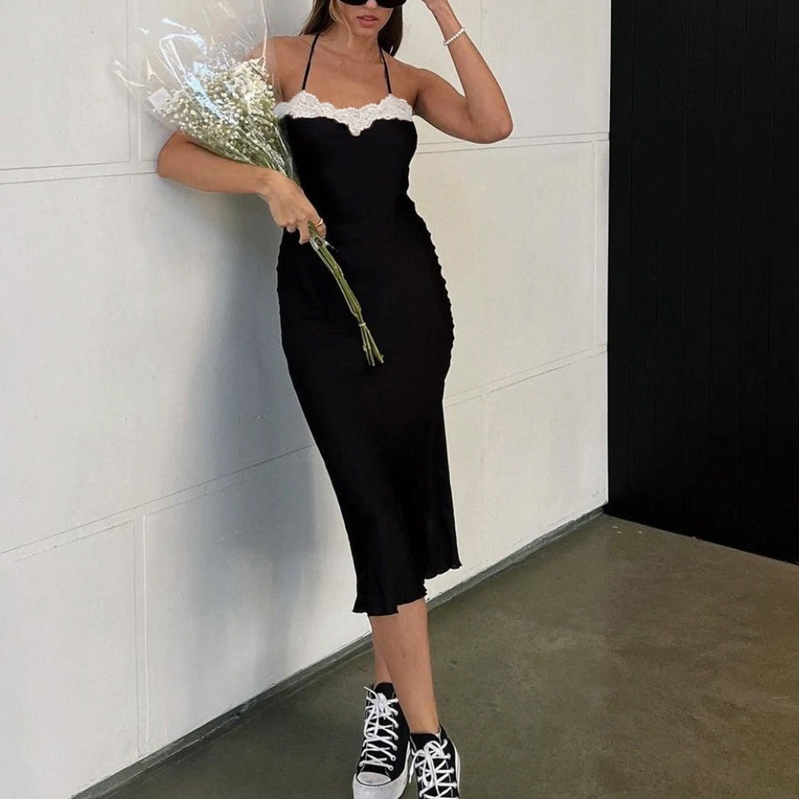 Women Clothing Slim Fit Evening Dress Maxi Dress Lace Lace Backless Sexy Strap Dress