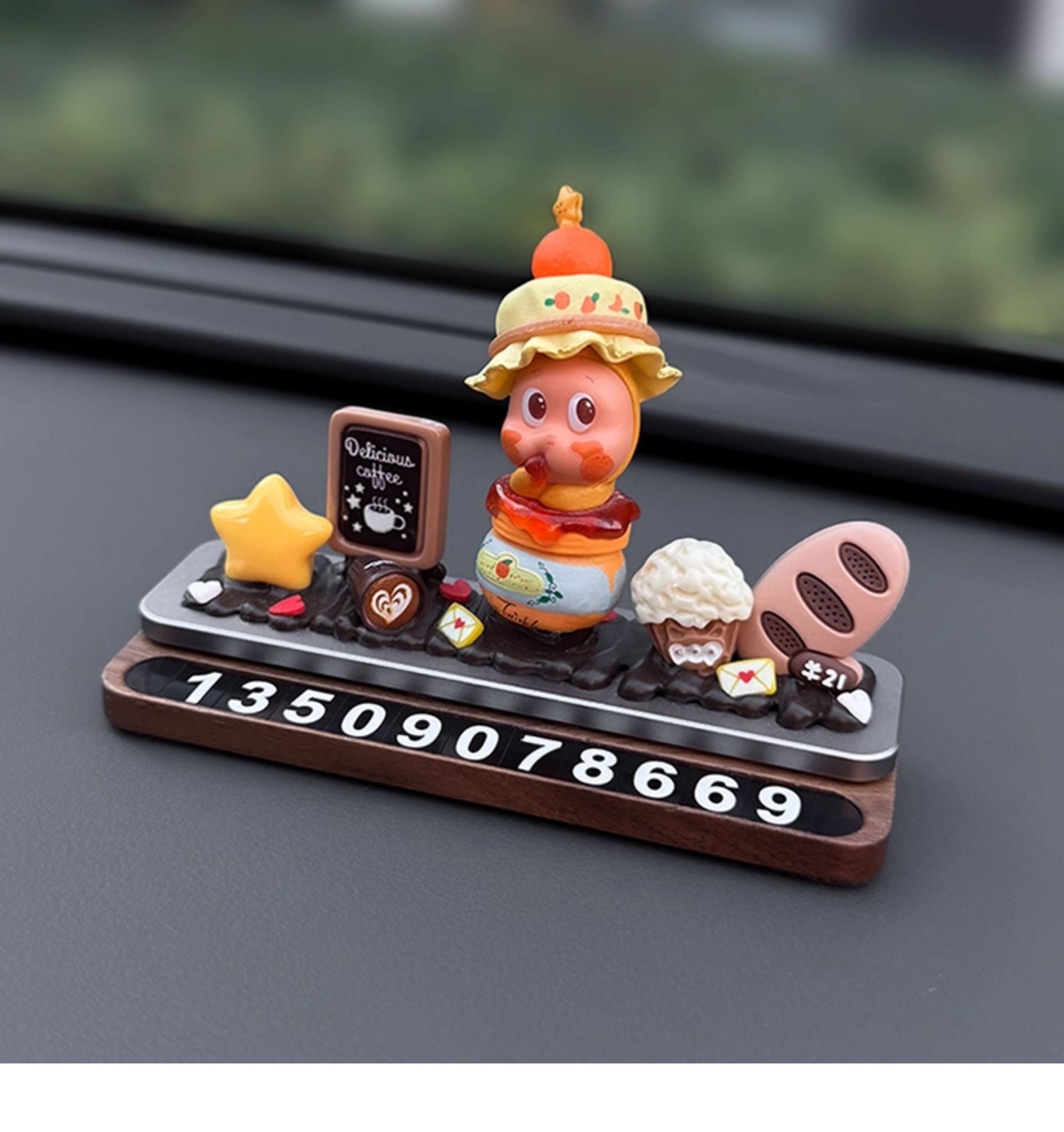 Car Phone Number Plate, Temporary Parking Car Decoration, Cute Star-Shaped Girl Figure