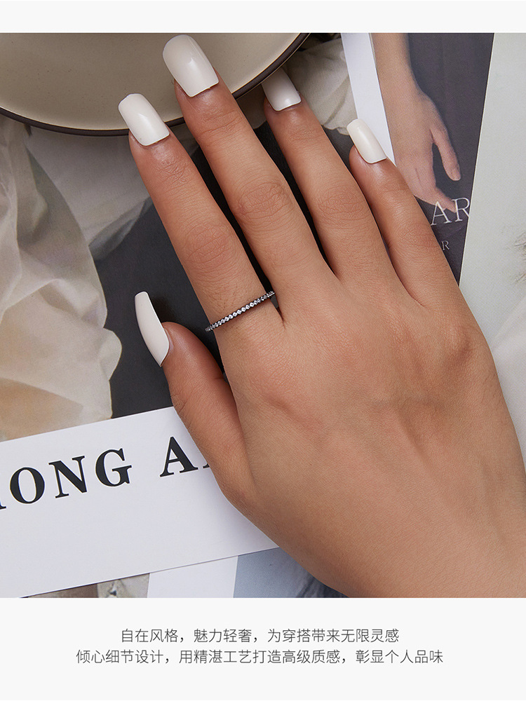 5g Weight Zircon Inlay Material Rings Classification 5, 9 Ring Size 1 Piece Quantity 1 Piece 925 Sterling Silver Solid Color Zircon Rings