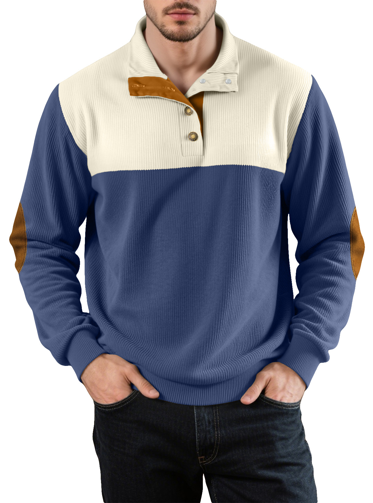 Nuevo tamaño transfronterizo otoño y invierno hombre casual color con solapa camiseta deportiva Amazon camiseta de cuello vertical