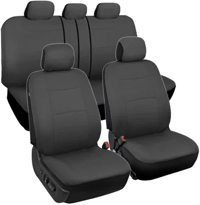 Europe and America | Universal seat cover - flat-zipper-style-all-gray-4-piece-set-front-row-with-two-seats
