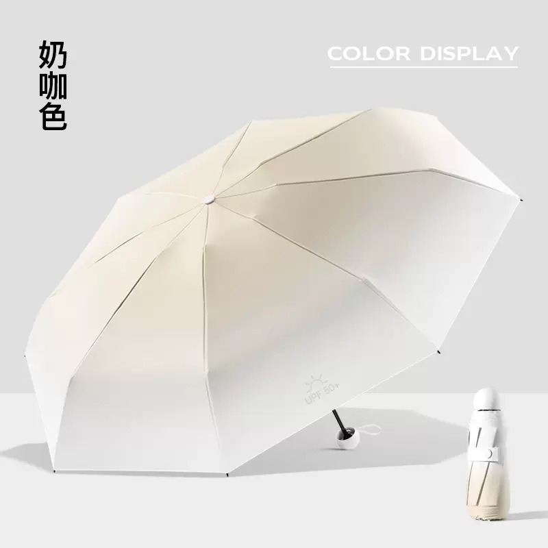 Cápsula paraguas protección solar Protección UV paraguas reforzado de ocho huesos paraguas cinco veces pequeña sombrilla portátil