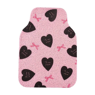 side car floor mats: Universal Foot Pad - black-silk-loop-floor-mat-front-1-pink