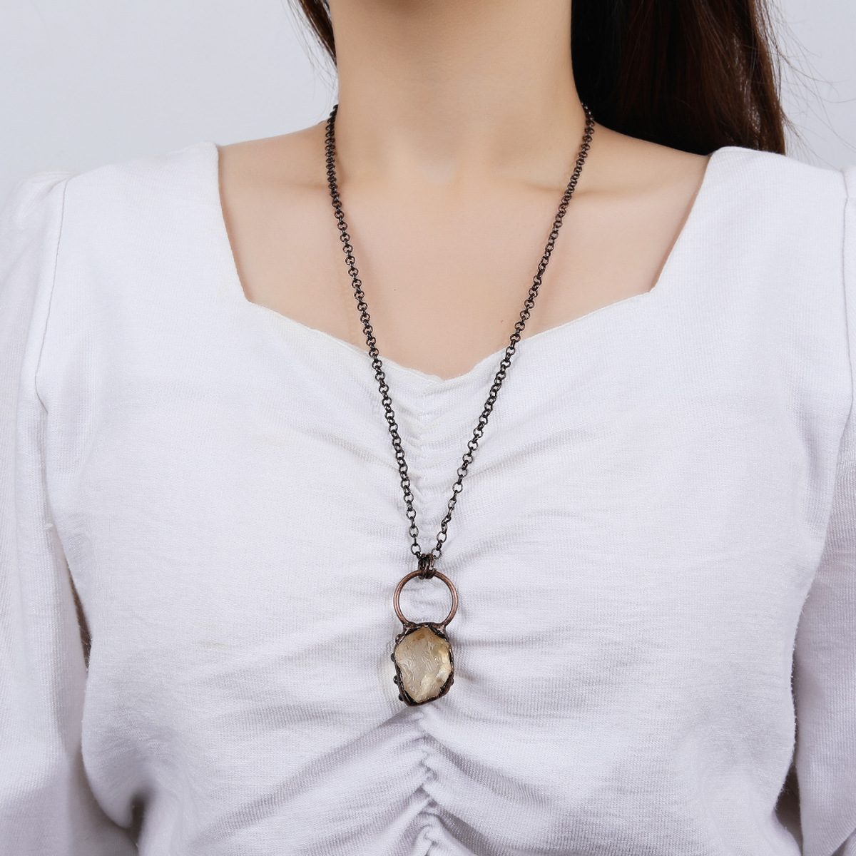 39g Weight Copper Pendant Material Natural Stone, Crystal Inlay Material Pendant Necklace Classification Copper Chain Material Belcher Chain Chain Type 1 Piece Quantity Daily Occasion Copper Material Geometric Pattern All Seasons Season Women's Gender Handmade, Inlay Design Ethnic Style, Shiny Style Wholesale Jewelry Ethnic Style Shiny Geometric Copper Natural Stone Crystal Handmade Inlay Pendant Necklace Belcher Chain 6