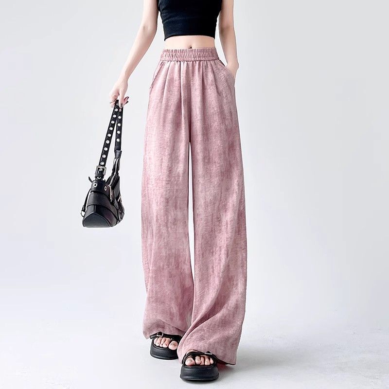Loose plus size 42.50 kg-150.00 kg chubby girl High-end Wide-leg Casual Pants Women's Summer Thin Vertical Anti-sunscreen Pants for Women