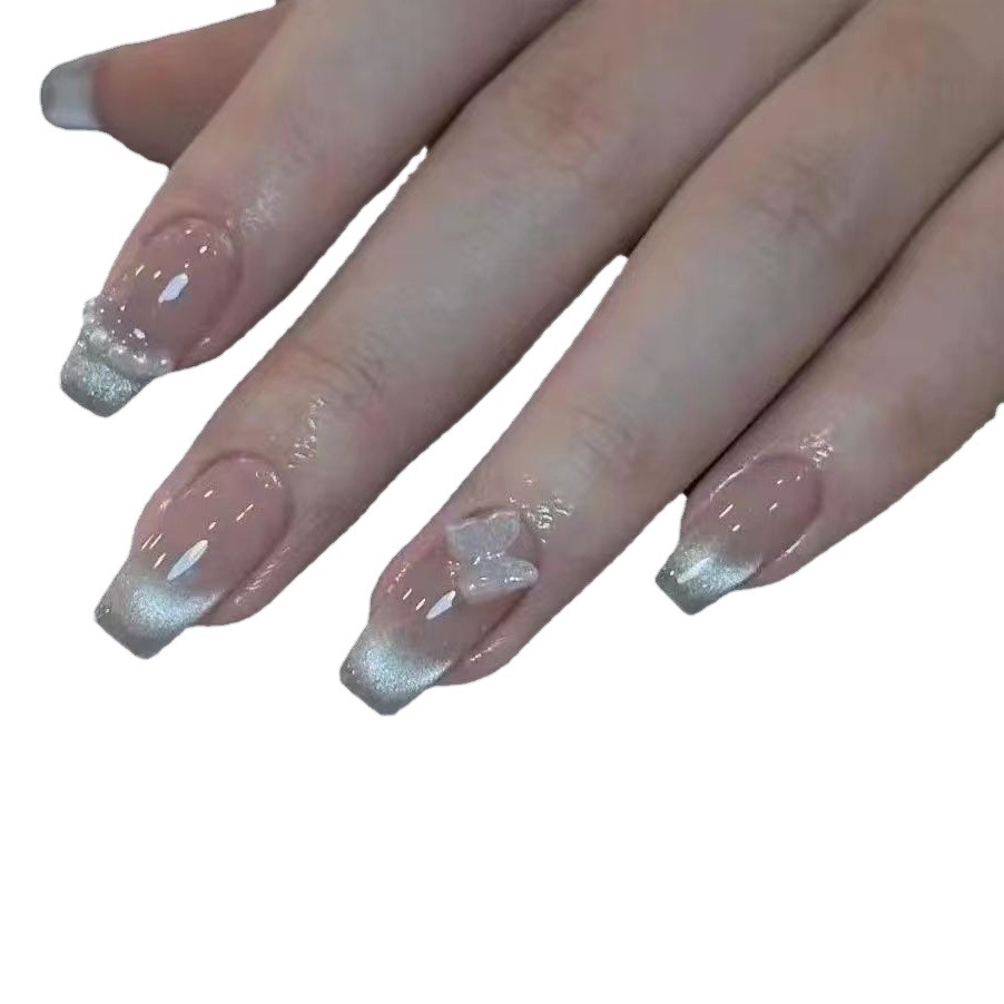 Desgaste de uñas hecho a mano uñas 2023 nueva primavera corto T ojo de gato mariposa parche de uñas desmontable producto terminado