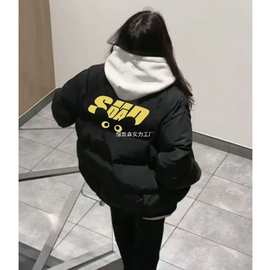 美式潮牌设计感棉服外套女2025秋冬新款学院风可爱加厚棉衣面包服