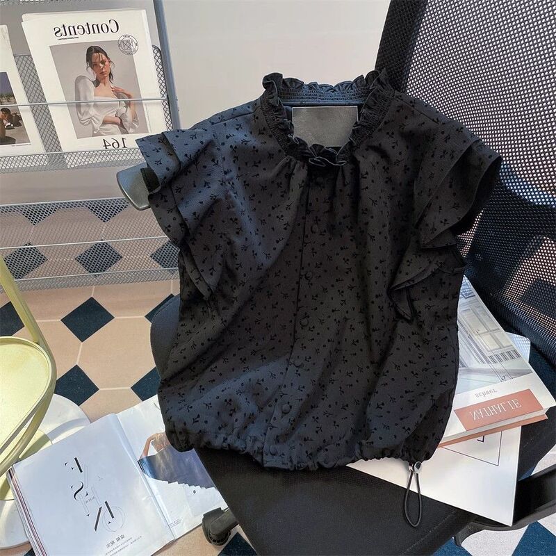 New Chinese-Style Super Stylish Floral Short-Sleeve Shirt for Men and Women, Summer Niche Short-Cut Slimming Top with Lace Collar New Chinese-Style Super Stylish Floral Short-Sleeve Shirt for Men and Women, Summer Niche Short-Cut Slimming Top with Lace Collar