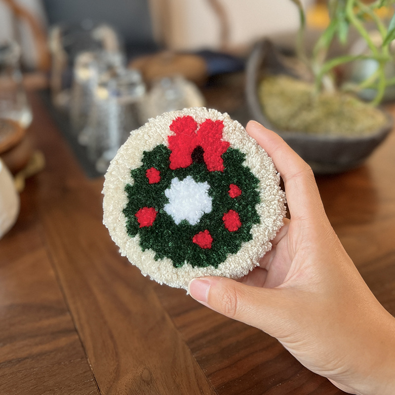 Huevo frito, posavasos de bordado de pinchado creativo, paquete de material de bricolaje hecho a mano, manteles divertidos, clases manuales para niños, música de pinchado de animales