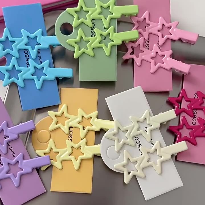 Candy Color Hairpin Alloy Star Hairpin Colorful Metal Broken Hair Side Bangs Clip Sweet Hair Accessories New Wholesale
