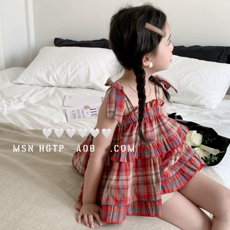 Летняя Одежда для девочек 2024, новая детская клетчатая кукольная рубашка, камзол для маленьких девочек, платье для родителей и детей в западном стиле