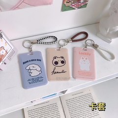 Cute Bus Card Holder with Instagram Style Student Meal Card Campus Access Pass Girl ID Card Case Keychain Combo