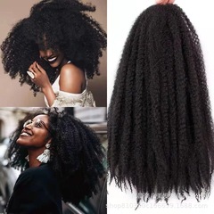 大毛虫鉤針髪Afro Kinky Curl汚いお下げ髪ふわふわ爆発ヘッド18インチ-100g