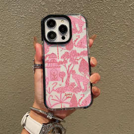 亚马逊粉色猎豹iPhone16/15/14promax透明手机壳苹果17防摔保护壳