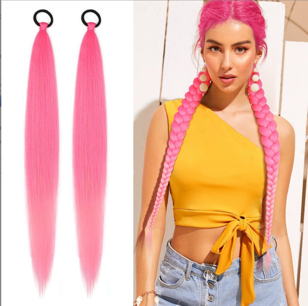 Fábrica de niñas elásticas pelucas de cola de caballo trenzas de boxeo trenzas de cuerda elástica de color trenzas de caballo para niños pelucas de cola de caballo