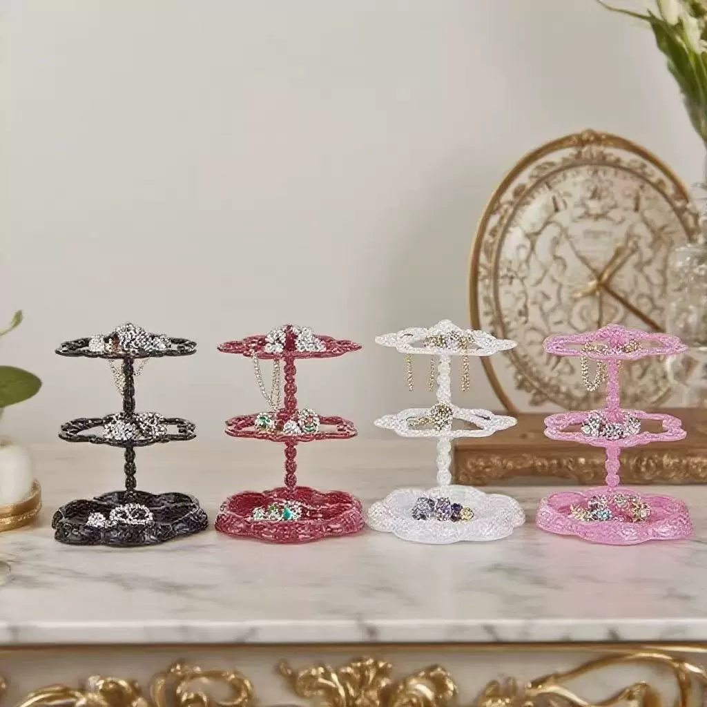 收纳架 饰品首饰杂物整理展示塑料可旋转收纳耳环戒指摆摊 展示架