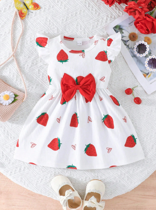 Vestido de princesa vermelho estilo coreano com mangas babados_voghion.com