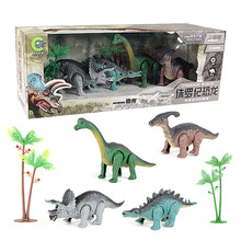 跨境盒装上链恐龙玩具套装儿童礼物发条会走路的仿真批发迷你模型