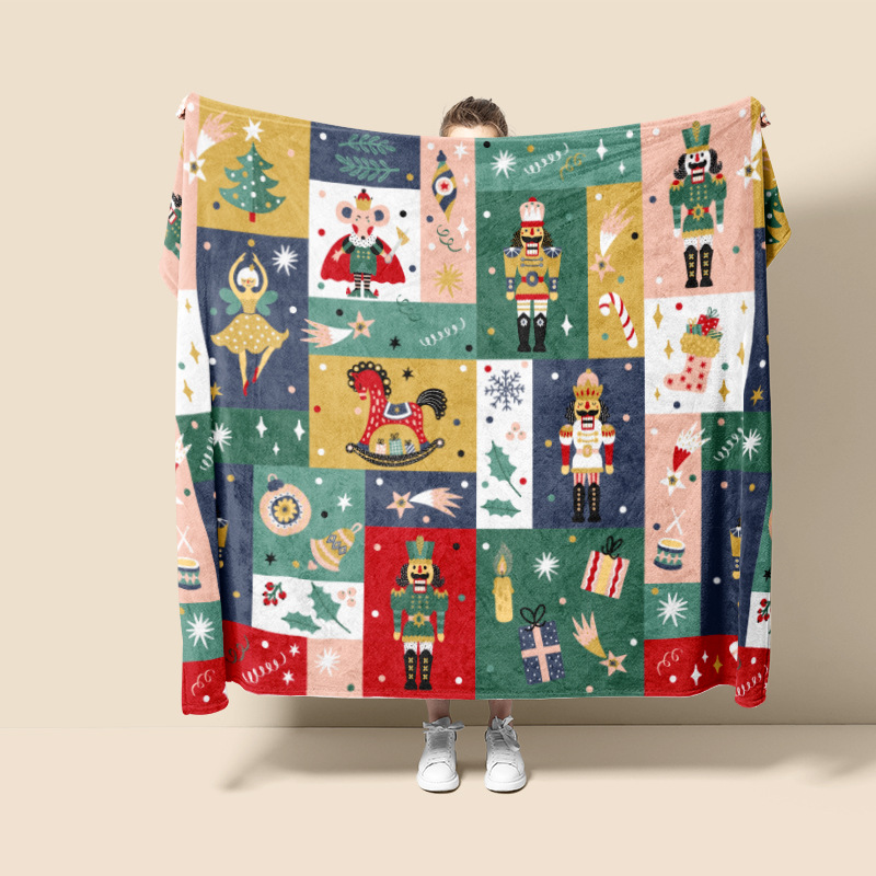Navidad europea impresión digital franela mantas sofá suave mantas cálidas grandes cómodas al por mayor