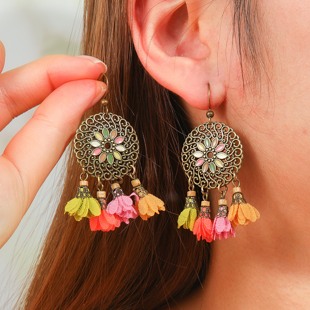 14g Weight Alloy Ear Needle Material Drop Earrings Classification 1 Pair Quantity Holiday, Street Occasion Zinc alloy Material Geometric Pattern All Seasons Season Women's Gender Polished Finish Ethnic Style, Bohemian Style 1 Pair Ethnic Style Bohemian Geometric Zinc Alloy Drop Earrings 5