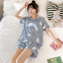 冰丝睡衣女2024年新款夏季薄款短袖短裤夏天凉感可外穿家居服套装