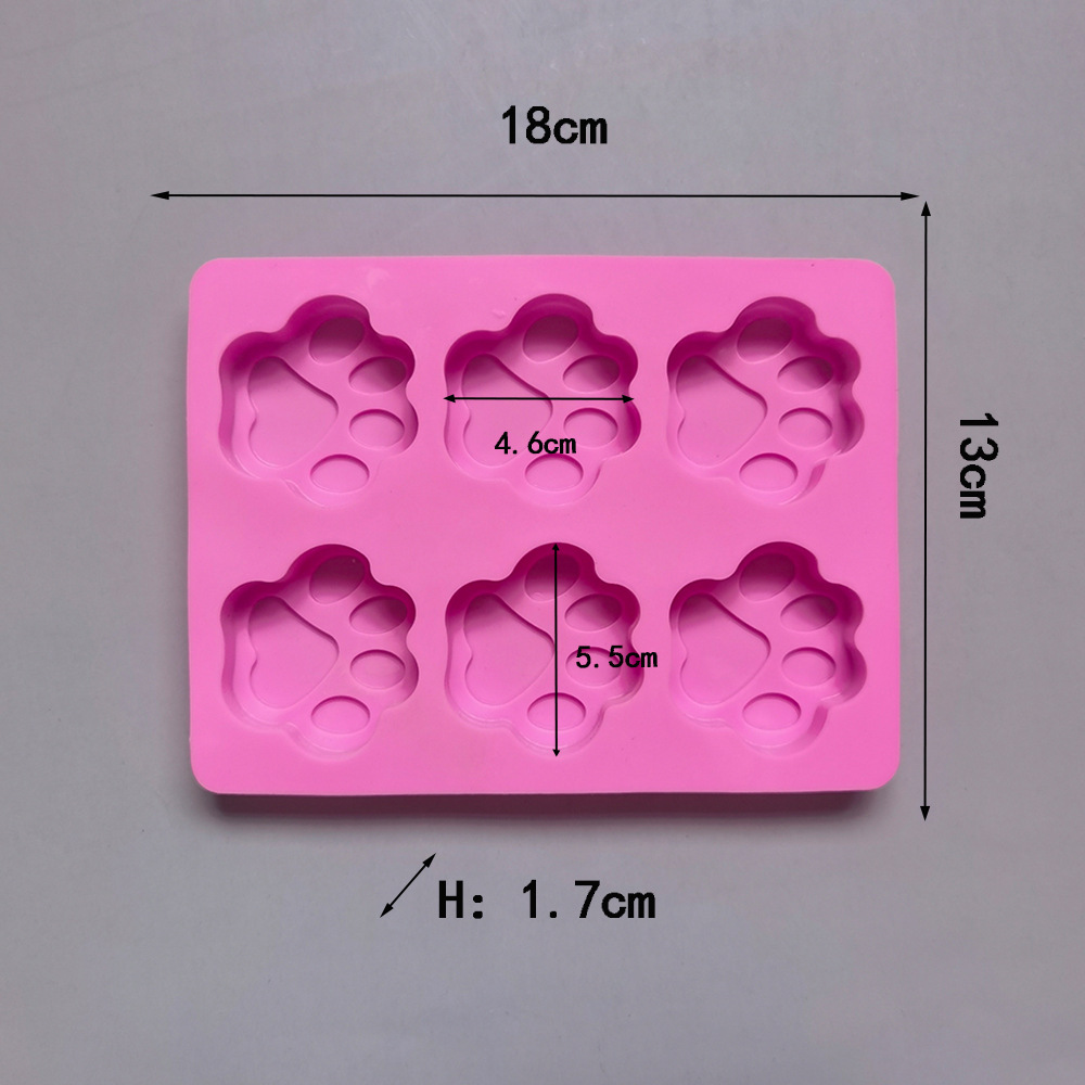 6 incluso molde de pastel de silicona de chocolate con patas de gato, helado, pudín de gelatina, molde de pastel de jabón, herramienta para hornear