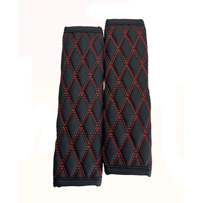 Cross-Border Double-Line Quilted Embroidered Shoulder Pads, Car Seatbelt Shoulder Pads, Leather Comfortable Breathable Seatbelt Protective Shoulder Pads (Seat belt shoulder pad) - red-line-model