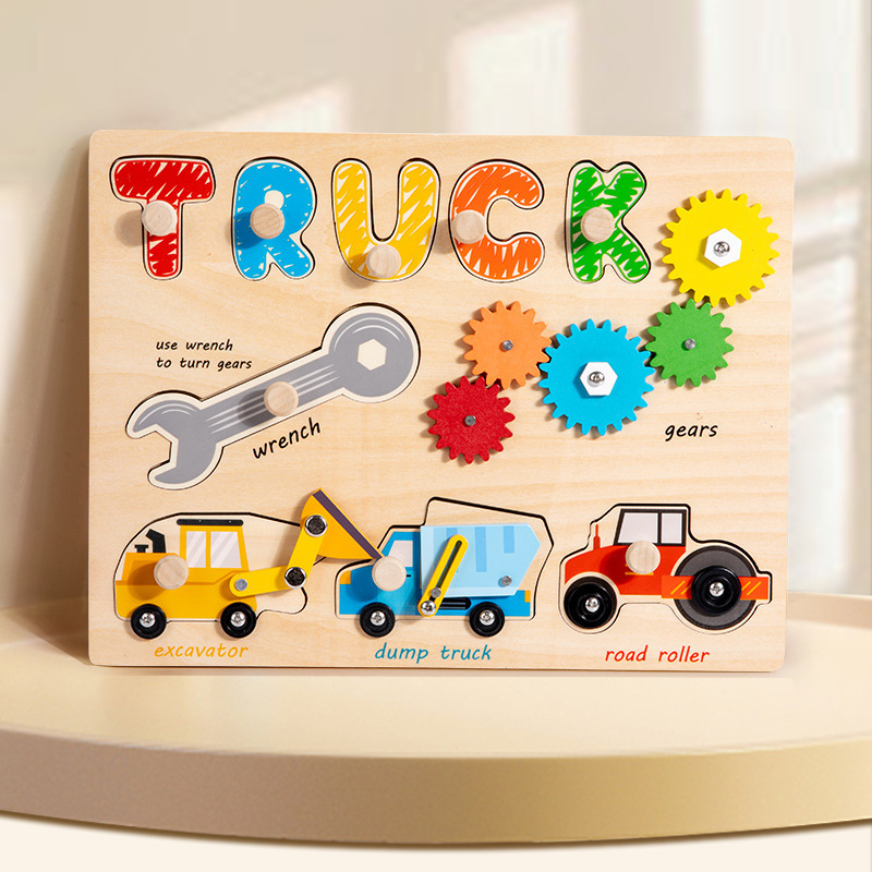 Montessori educación temprana tablero de mano rompecabezas bloques de construcción bebé niños forma coincidente panel 1-2 años bebé juguetes educativos
