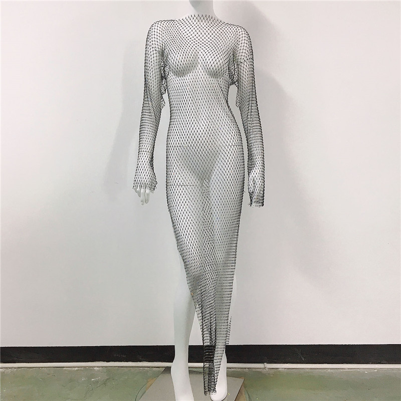 블랙 분할 맥시 원피스