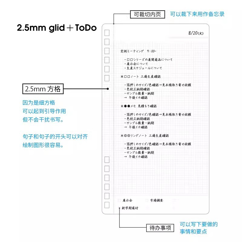Nakabayashi Zhonglin cuaderno WU cuaderno de papel completo de aspecto alto 2,5mm libro de Bobina Cuadrada Guía de la mente