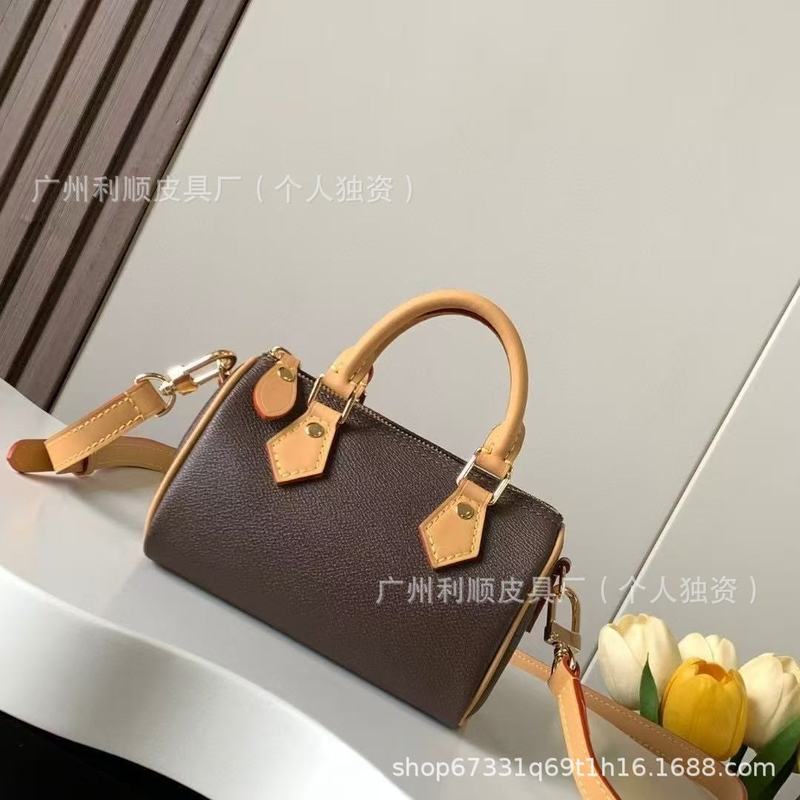 Guangzhou Foreign Trade Direct Nano Speedy Old Flower Pillow Bag Mini Boston Genuine Leather Portable Crossbody Women's Bag