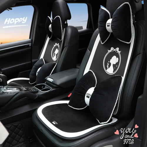 Winter car seat cushion, plush printed warm, soft and comfortable car seat cushion, fashion goddess style car seat cushion
