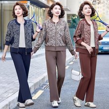 中年妈妈秋装运动服套装休闲外套2025新款拉链上衣中老年女40岁50