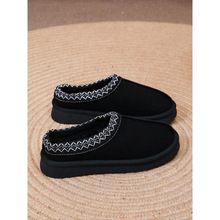 W 26598 Plus size fleece slip on cotton shoes �������һ�ŵ�