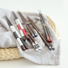防霉實木筷子耐高溫可機洗日式壽司筷尖頭 批發家用5雙禮品盒