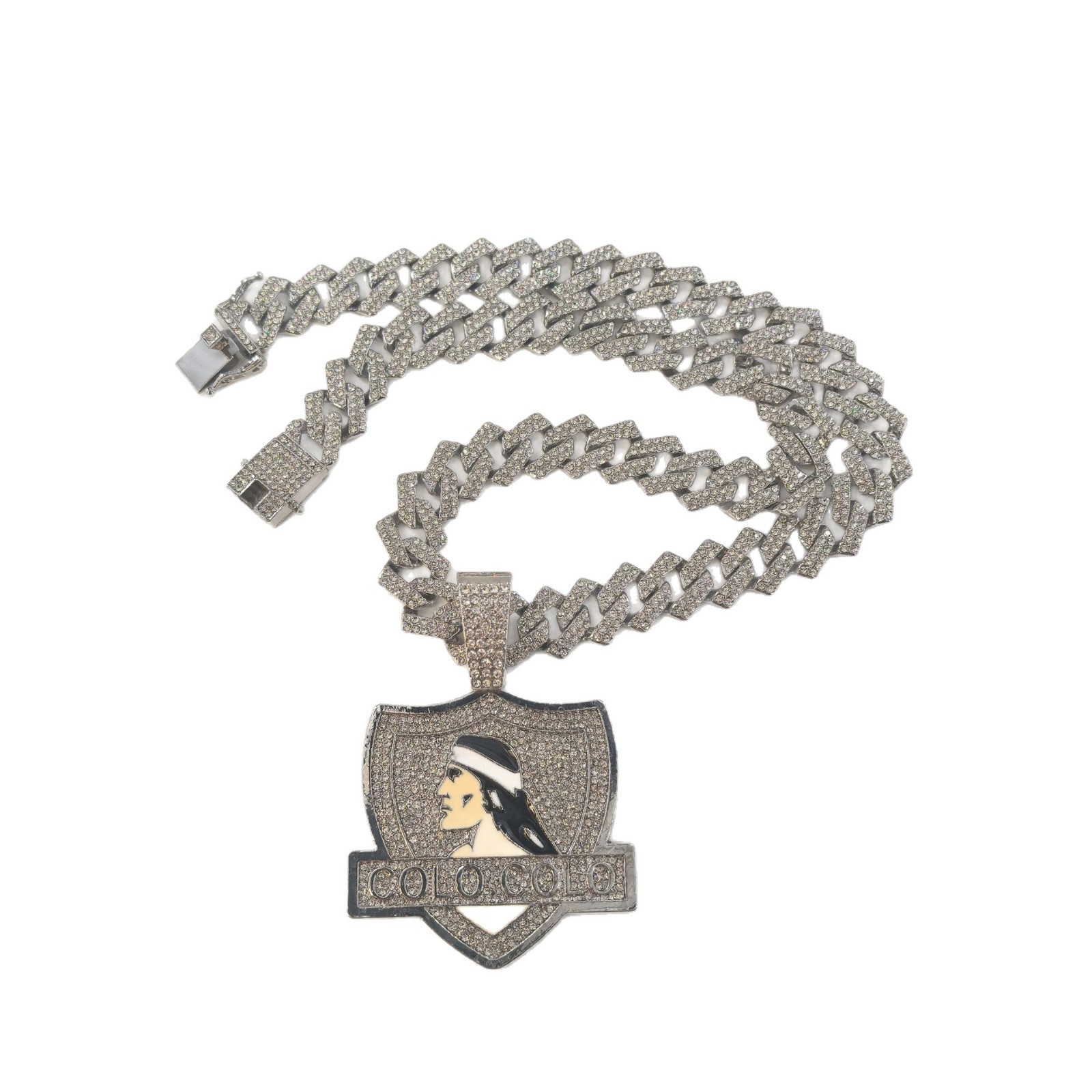 Europa y los Estados Unidos Hip-Hop completo COLO-COLO retrato escudo colgante rap collar hipster adornamiento de estilo callejero personalizado