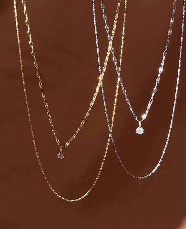 9g Weight Titanium Steel Pendant Material Zircon Inlay Material Double Layer Necklaces Classification Titanium Steel Chain Material 1 Piece Quantity Holiday, Daily Occasion Titanium Steel Material Geometric Pattern Women's Gender Plating, Inlay Design Simple Style Style Titanium Steel Simple Style Plating Inlay Geometric Zircon Double Layer Necklaces 8